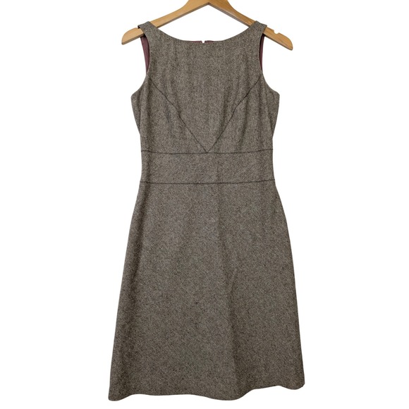 Ann Taylor Tweed Sheath Dress Size 2 Brown Sleeveless Business Casual Academia - Picture 1 of 11